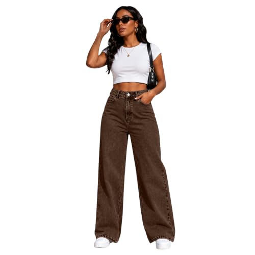 Light-wash full-length wide-leg jeans