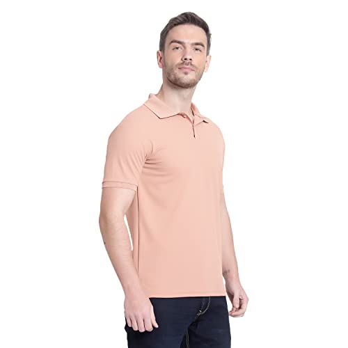 Image of Men's Poly Cotton-Matty Tshirt with Regular Fit Solid Pattern Half Sleeve Standard Length and Button Down Closure|Men's T-Shirts