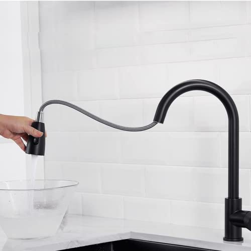 Robinet de cuisine, rotatif à 360 degrés, avec douchette extensible en acier inoxydable, robinet d'évier haute pression Cover