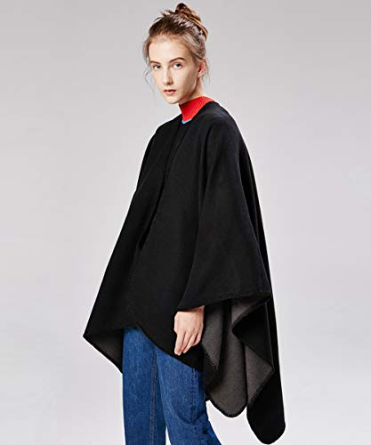 Women's Shawls and Wraps Open Front Poncho Cape Winter Sweater4