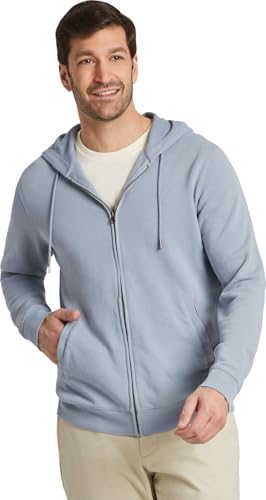 Life is Good. Men's Solid French Terry Zip Hoodie, Stone Blue