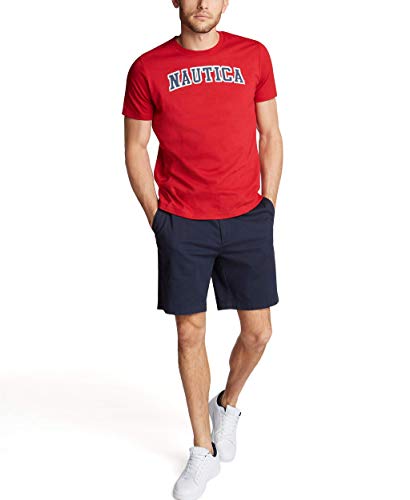 Nautica mens Short Sleeve 100% Cotton Classic Logo-series Graphic-tee T Shirt, Nautica Red/Red, XX-Large US2