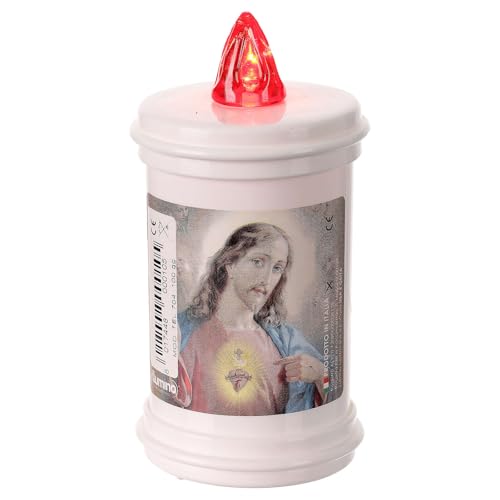 Holyart Electric Votive Candle in White Plastic 60 Days, JesusDiameter: 7.5 cm|Max Height: 13.5 cm|Height: 10.5 cm
