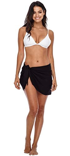 Shu-Shi Womens Mini Sarong Swimwear Bikini Cover Up Pareo Wrap Black #TOP6