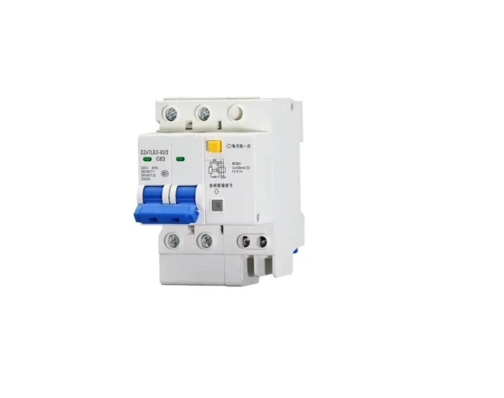 Magnetotermico, Disyuntor DZ47LE-63 Interruptor de Aire doméstico disyuntor en Miniatura Interruptor 2P con Protector de Fugas Puerta Principal trifásica(20A)