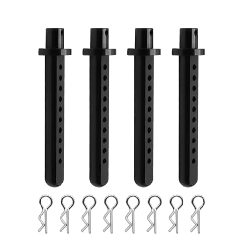 RC Car Accessories for Axial for SCX10 1/10 4PCS Aluminum Body Post Mounts Car Shell with R Clips Fixing Column RC Crawler Part Model Accessories(Black)