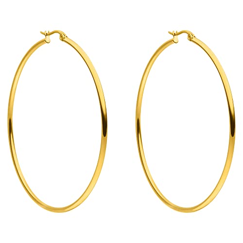 PURELEI Hoops Ohrringe Damen, Wasserfest Edelstahl, 63mm Creolen, Gold...