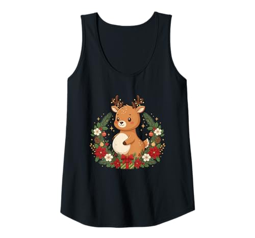 Femme Annonce de bébé Enceinte Renne Noël Maman Débardeur