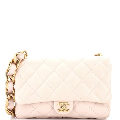 Pre-Loved Funky Town Flap Bag Quilted Lambskin Large, Neutral
