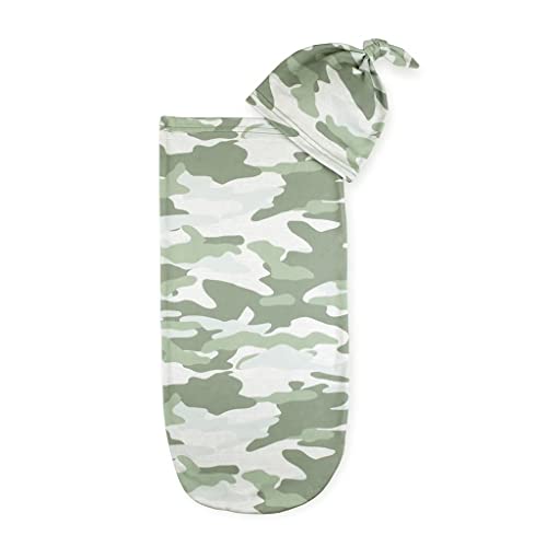 Image of Itzy Ritzy Cocoon & Hat Swaddle Set, Perfect for Newborn Photos, for Ages 0 to 3 Months, Green Camo