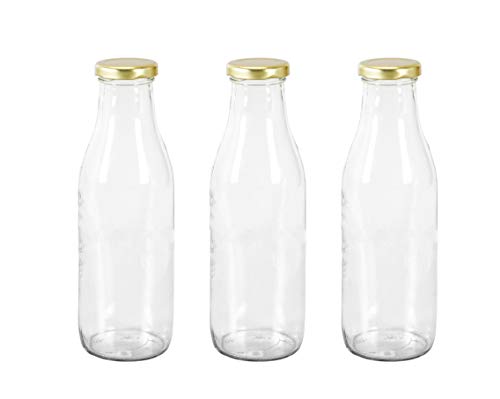 Image of Pure Source India Glass Bottle, 500ml, Set of 3, Clear