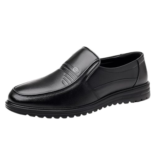 Classic Men’s Leather Oxfords Shoes Slip-On Patent Leather Formal Shoes for Weddings and Corporate Events