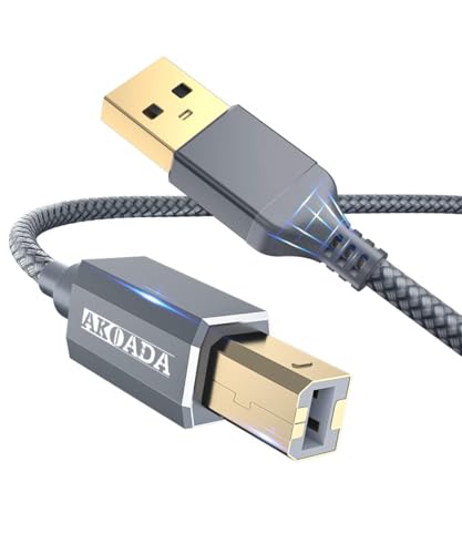 AkoaDa Printer Cable 15 ft, USB-A to USB-B 2.0 Cable High Speed Printer Scanner Cord Type A Male to...