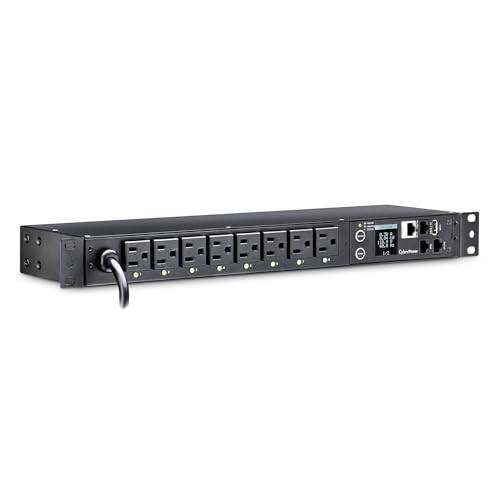 Image of CyberPower PDU41001 Switched PDU, 100-120V /15A (Derated to 12A), 8 Outlets, 1U Rackmount | Switched Network-Managed 1u Pdu, 8 Nema 5-15r Outlets, 12 Ft Cord, LCD, Snmp, 3-Yr Warranty