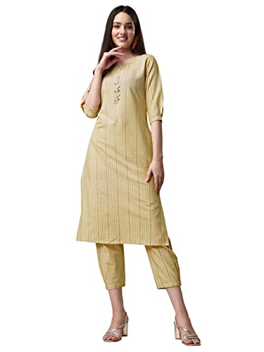EthnicJunction Women's Cotton Woven Striped Summer Offie Wear Str...