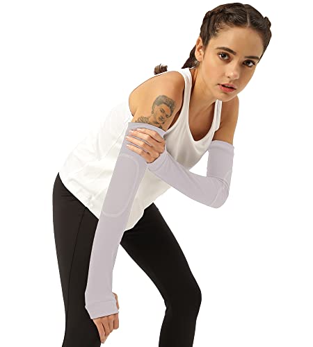 Image of Freecultr Women Breathable Bamboo Cotton Antibacterial Arm Sleeves with Built-in Gloves | Soft, Sweat-Wicking & Skin-Friendly