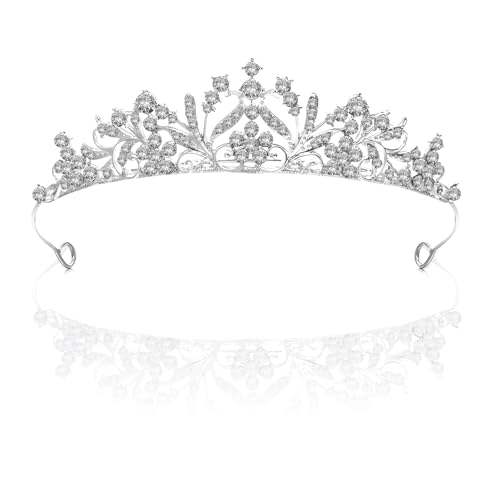 Kapokr Krone Diadem Silber Kristalldiamant Diadem Hochzeit Tiara Krone Damen Krönchen für Geburtstag, Hochzeit, Festzug, Abschlussball Party