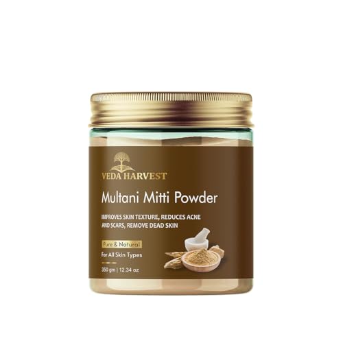 Veda Harvest Multani Mitti Powder 350g – 100% Natural Fuller's Earth & Bentonite Clay for Skin & Hair | Exfoliates, Soothes, Nourishes & Smoothens