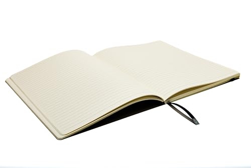 Muitomas, Block Notes Large, Notebook Appunti per Ufficio, con Copertina Morbida, Tasca Interna e Chiusura ad Elastico, 120 Fogli a Righe, 19 x 25 cm, Colore Nero - 5