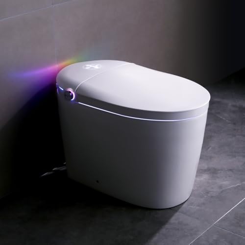 Inodoro inteligente moderno de una pieza con bidé integrado, asiento calefactable, descarga automática y tapa con cierre suave para renovación de baño miniatura 1