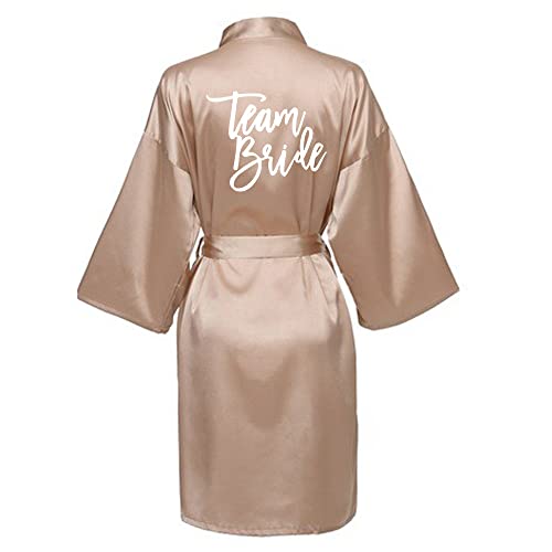 Damen Satin Kimono Mit Spitze - Eleganter Bademantel Für Brautjungfern