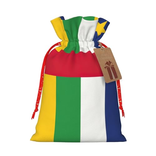 YaWea Bolsa de lino de arpillera con estampado de bandera de África Central, regalos de fiesta de Navidad, bolsa de regalo para regalos, talla S