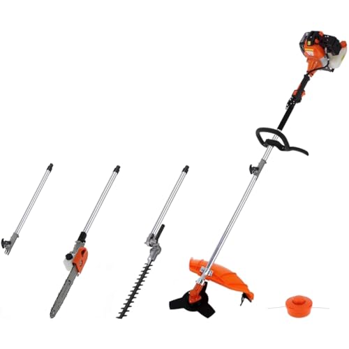 GT Garden Multifonction Thermique 4 en 1 : tronçonneuse - débroussailleuse - Taille-Haies et rallonge