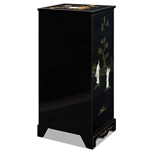 Chinafurnitureonline Black Lacquer Mother Of Pearl 3 Drawer Oriental File Cabinet #TOP3