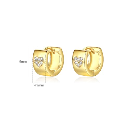 14K Gold Vintage Heart Clasp Earrings with Moissanite, Chunky Hoop Earrings for Women, Ideal for Everyday Wear2