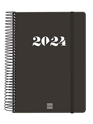 Finocam - Agenda 2024 Espiral My 1 Día Página Enero 2024 - Diciembre 2024 (12 meses) Negro Español