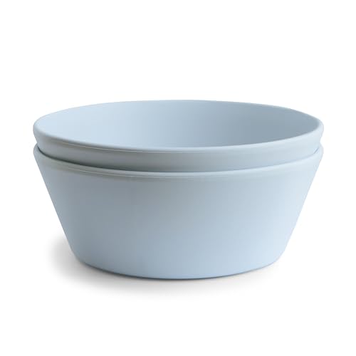 Image of mushie Round Dinnerware Bowls for Kids | Made in Denmark, Set of 2 (Powder Blue)