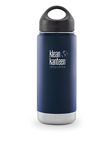 Klean Kanteen Wide Mouth Double Wall Insulated Water Bottle with Loop Cap, Deep Sea, 16-Ounce