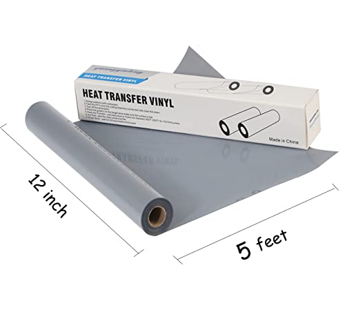 Image of guangyintong Heat Transfer Vinyl Silver HTV Rolls, 12 inch x 5ft Iron on Vinyl for T Shirts, Glossy Surface HTV Vinyl for All Cutter Machine Easy to Cut & Weed for Heat Vinyl DIY Design