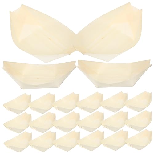 Cabilock 50pcs Wooden Sushi Boat Plates Natural Sushi Serving Trays for Restaurants Bars Home Use Unique Boat Shaped Food Containers for and Appetizers