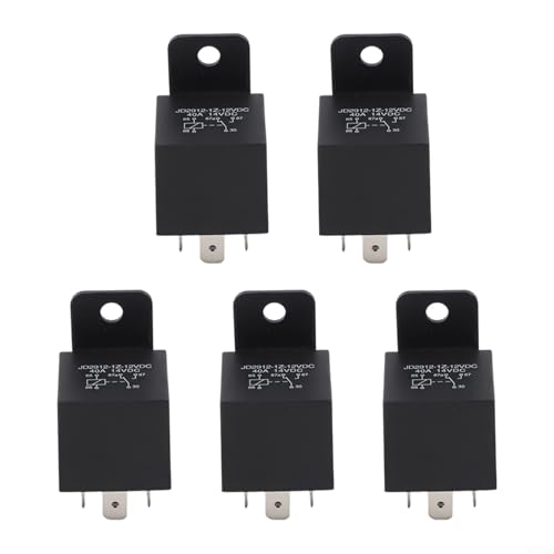 Paquete de 5 relés multiusos de 12 voltios y 40 amperios para automóviles compatibles con modelos populares para un control eficiente de arrancadores, ventiladores y unidades de aire acondicionado