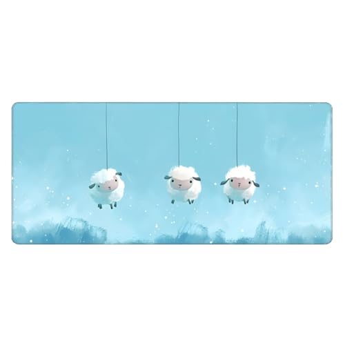 Image of Sheep Animal Cute Extended Gaming Mouse Pad, with Stitched Edges Large Mouse Pad Desk Protector, Rubber Base Mousepad Keyboard Mouses Mat for Work Game Office Home- 32 inch X 12 inch Inch
