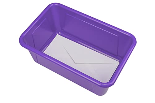 Image of Storex Small Cubby Bins - Plastic Storage Containers for Classroom, 12.2 x 7.8 x 5.1 inches, Class Purple, 5-Pack (62419A05C)