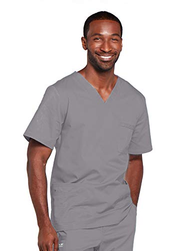 Image of Cherokee Scrubs for Men & Women V-Neck Scrub Top with 4 Pockets, Cotton Blend Soft Stretchy Easy Care Nursing Uniform - 4725