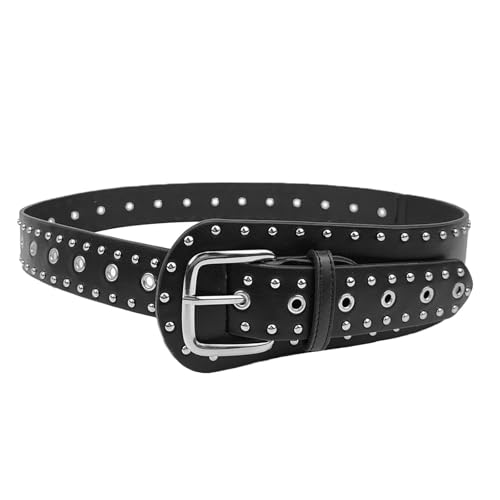 Popular Belt For Women Men Unisex Fashion PU Leather Belt Punk Rivet Studded Waistband Western Rockoning Waist Decors