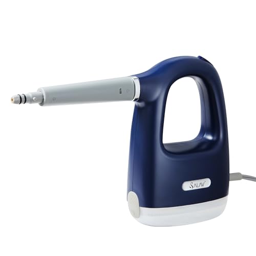 SALAV CS-100 CleanSteam Compact Steam Cleaner, Handheld Cleaner with 10pc Accessories Set, Instant Refill, 1100 watts, Steam Lock Button for Hands-Free Use, Navy