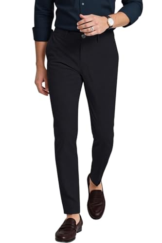 Mens Dress Pants Slim Fit Stretch Fashion Plaid Pant Skinny Leg