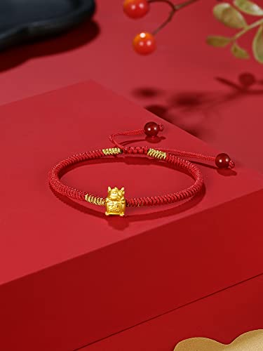 24K Gold Bracelet Chinese Zodiac Charm Bracelets Adjustable Red String Chain Lucky Link Good Luck Jewelry Snake Dragon Animal Beads Protection Braided Rope Stackable Bangle Unisex Gifts for Women Men3