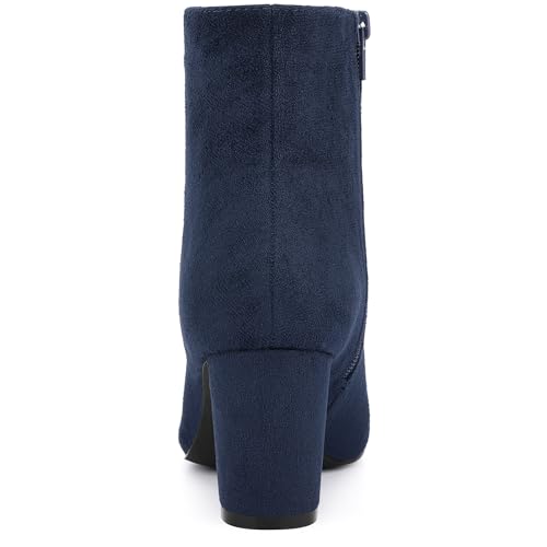 Allegra K Women's Side Zip Chunky Heels Ankle Boots4