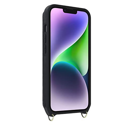 Image of for iPhone 14 Case with Card Holder and Strap for Women,Crossbody Lanyard,RFID Blocking,Ring Stand,Snap Clasp,Phone Wallet Cases 6.1 inch(Black)