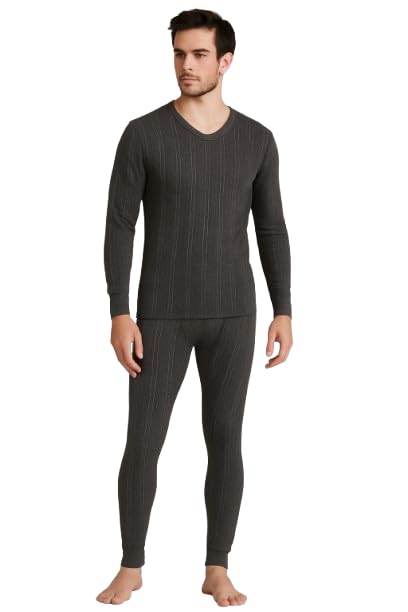 Men's V-Neck Thermal Top and Lower Set Streachable Winter wear with Stay Warm & Stay Fresh Technology Full Sleeves Body Warmer Set for Men- Pack of 1-image-37