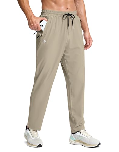 G Gradual Men's Lightweight Pants with 3 Zipper Pockets Athletic Workout Sweatpants Quick Dry Running Hiking Pants for Men