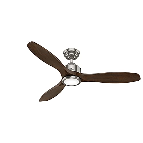 Hunter Fan Company, 50789, 52 inch Melbourne Brushed Nickel Ceiling Fan with LED Light Kit and Handheld Remote