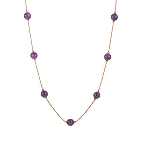 Crystal Agate Beaded Necklace for Women Healing Stone Reiki Gemstone Balance Chakra Stone jewelry (Amethyst Crystal)