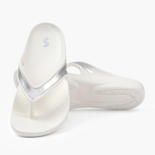 Image of SOLETHREADS Gleam Women Flip Flop | Metallic Strap | Lightweight | Soft Comfortable | Waterproof | Stylish | Thong | Anti Skid | Slippers | Styles | Daily Use | Everyday Slippers