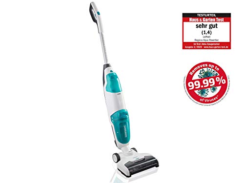 Leifheit Regulus Aqua PowerVac Aspirateur sans fil, lave sol électrique 2 en 1, aspirateur laveur pratique, set nettoyage sol avec rouleau rotatif, couleur blanc/vert - Image 3